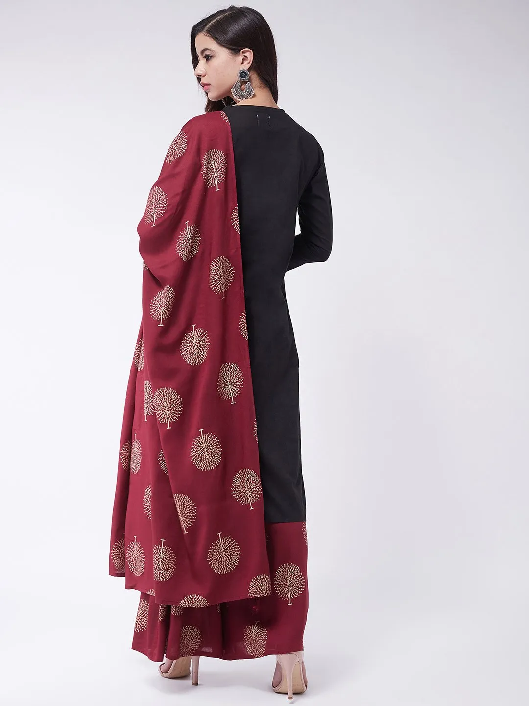 Black Kurta Set With Dupatta