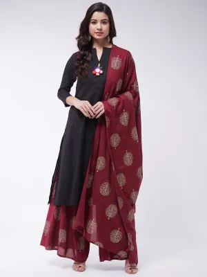 Black Kurta Set With Dupatta