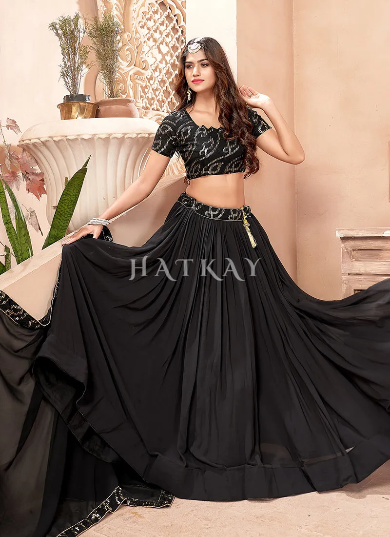 Black Sequence Embroidered Traditional Georgette Lehenga Choli
