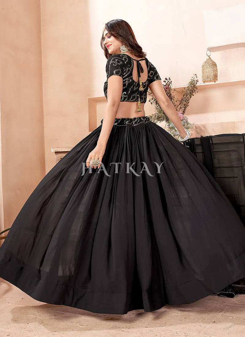 Black Sequence Embroidered Traditional Georgette Lehenga Choli