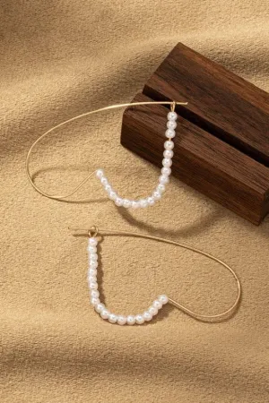 Brass wire heart shape hoop earrings with pearls