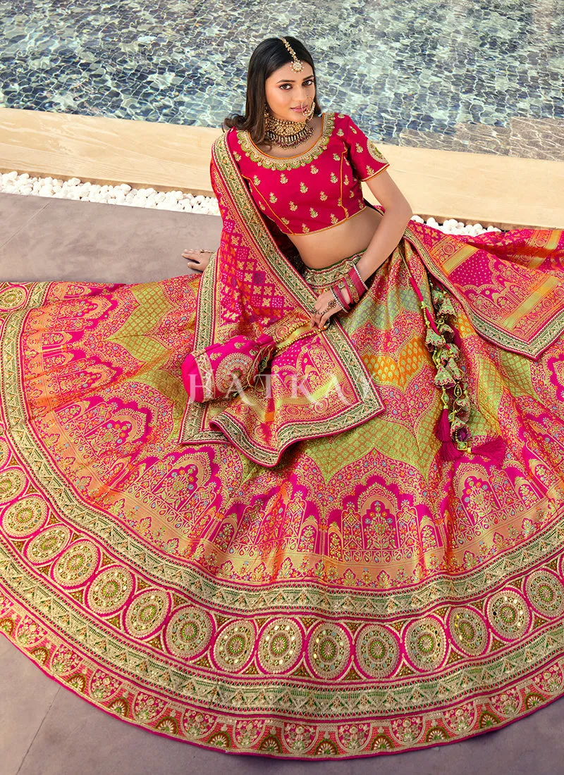Bridal Red Multi Traditional Embroidered Wedding Lehenga Choli
