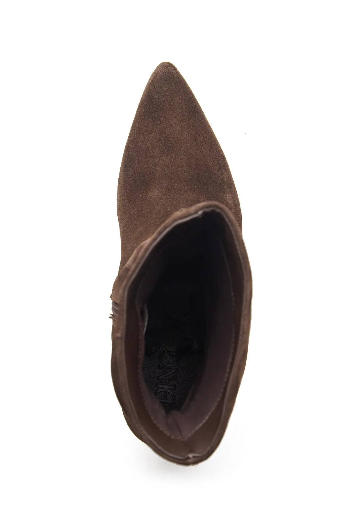 Brown Ruched Heel Ankle Boots