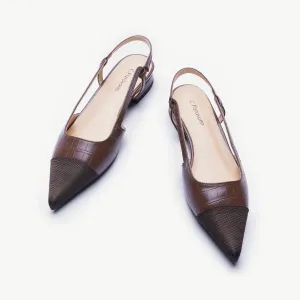 Cap-Toe Prints Slingback Flats (Freya) Brown