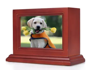 Cherry Finish Flat Top Picture Frame Pet Cremation Urn - IUB013