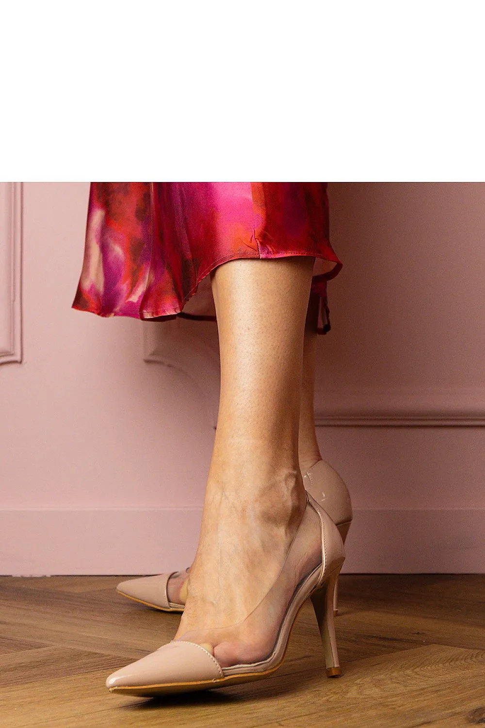 Classic transparent upper gold high heels