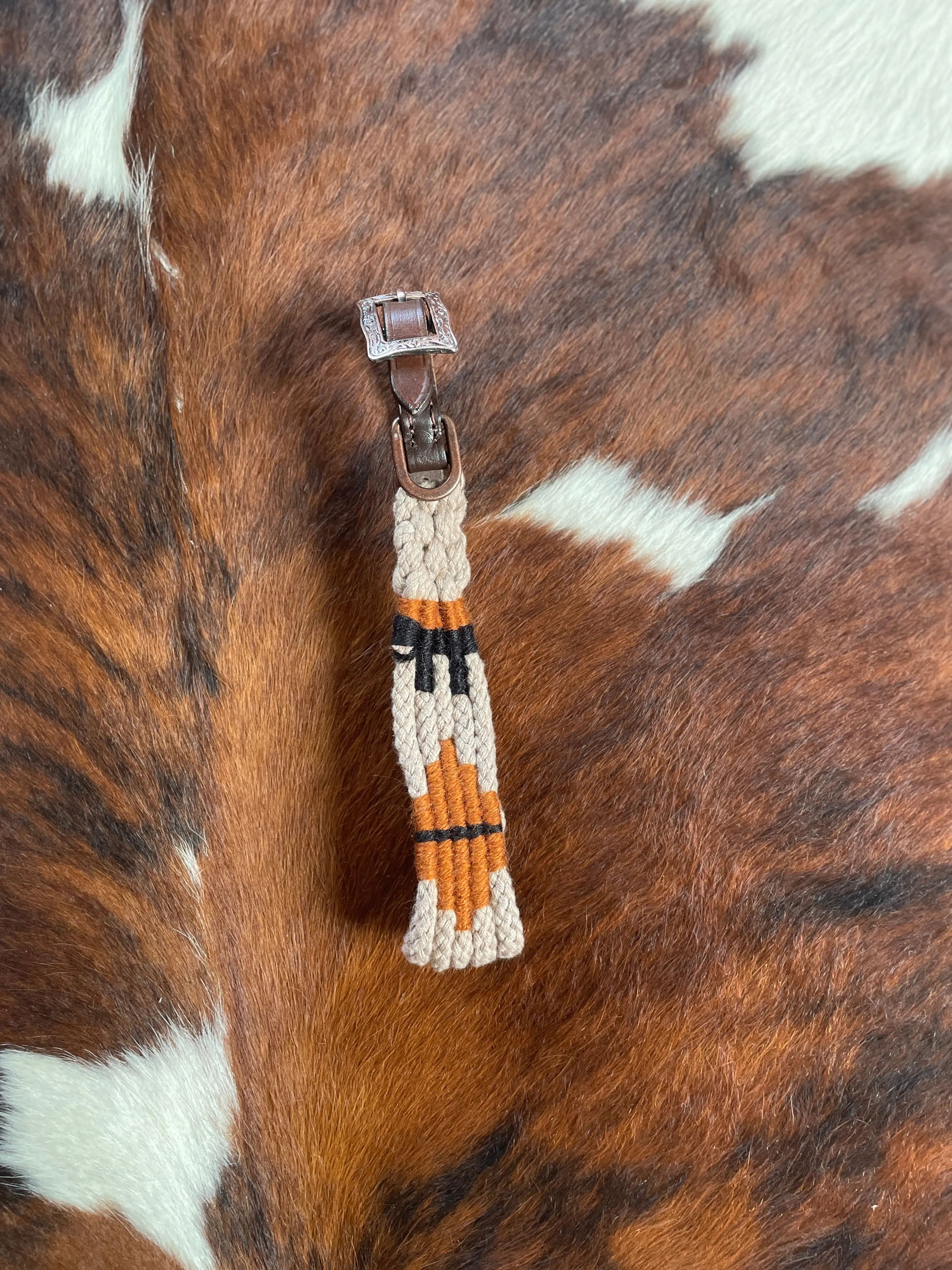 Corded Leather Dog Collar - Tan/Black