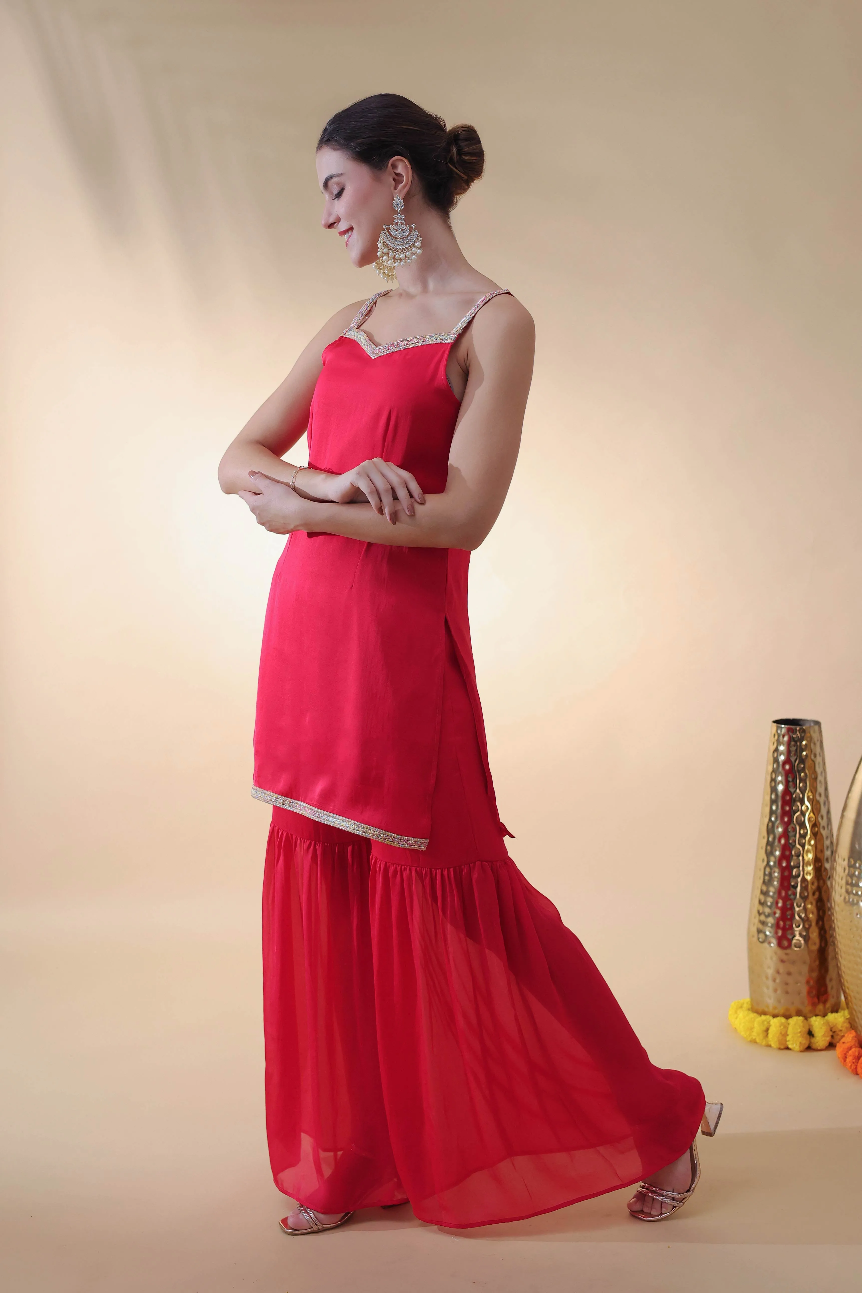 Crimson Charm Sharara Set