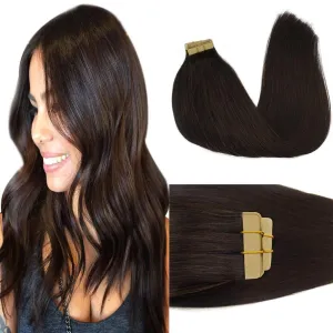 Dark Brown 20pcs 50g Straight Tape in Hair Extensions