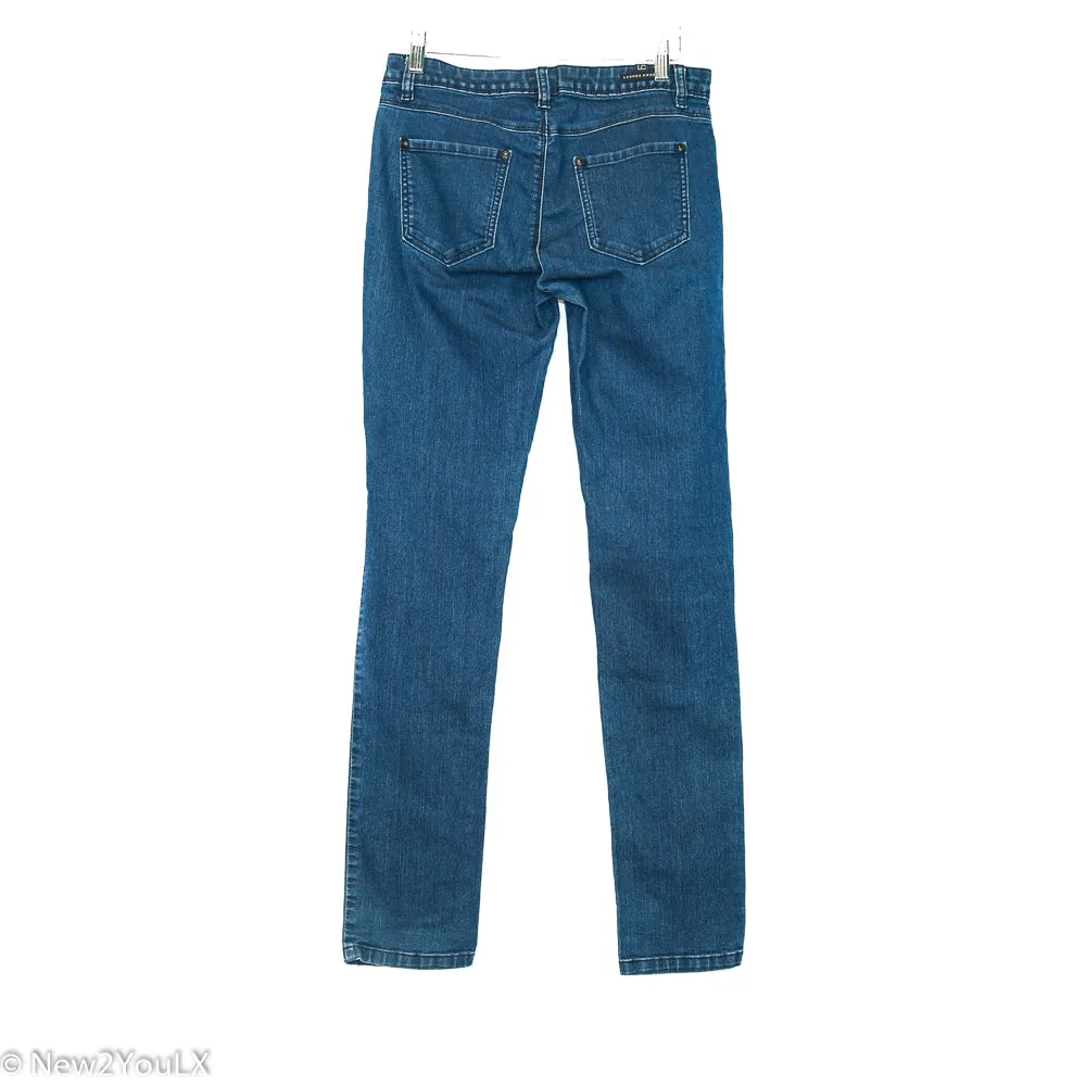 Dark Wash Black Logo Button Jeans (Lauren Conrad)
