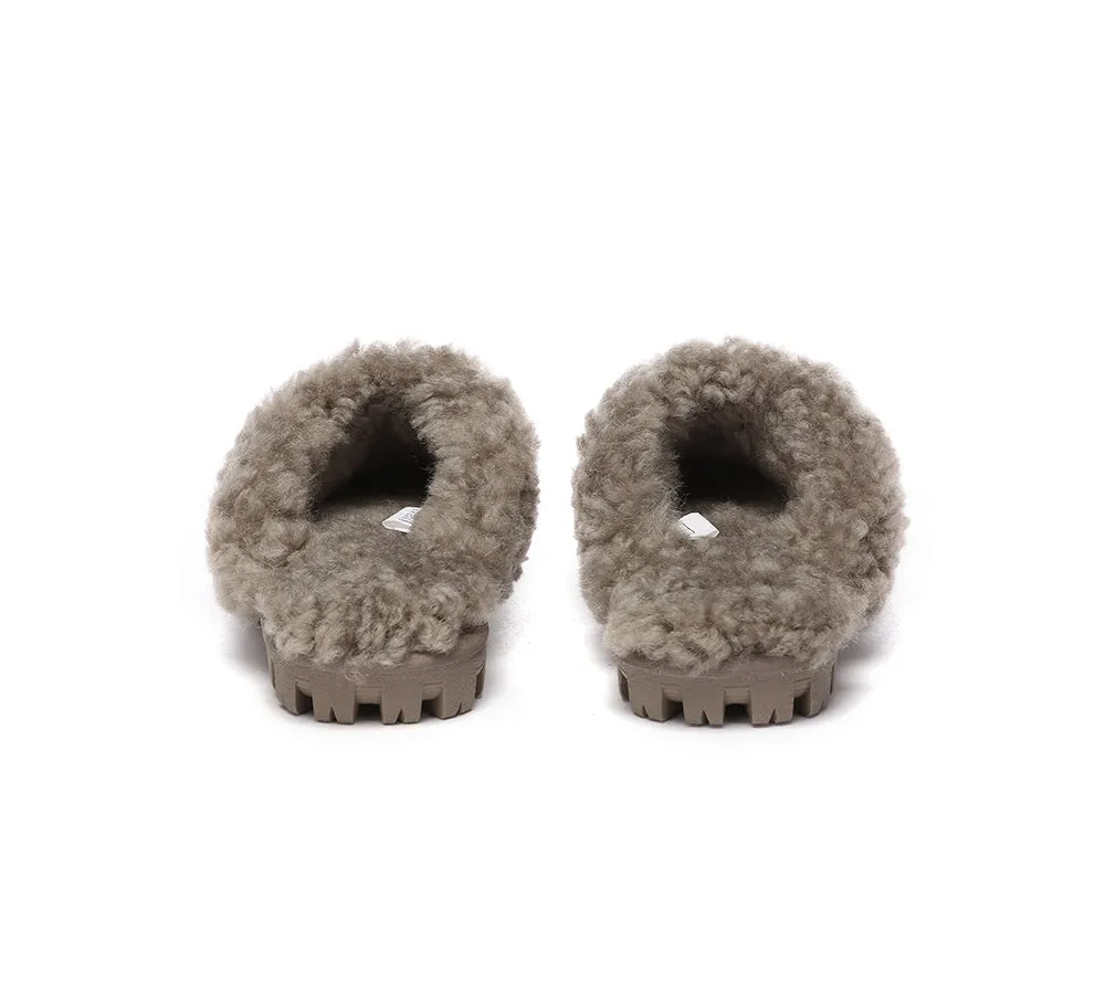 Double Faced Sheepskin Wool Slippers Waffle Curly