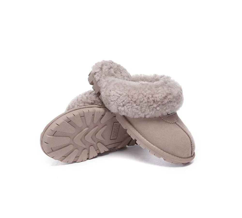 Double Faced Sheepskin Wool Slippers Waffle Curly