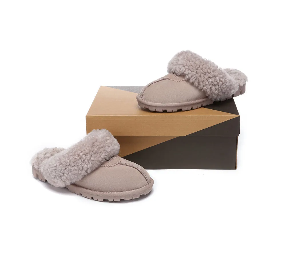 Double Faced Sheepskin Wool Slippers Waffle Curly