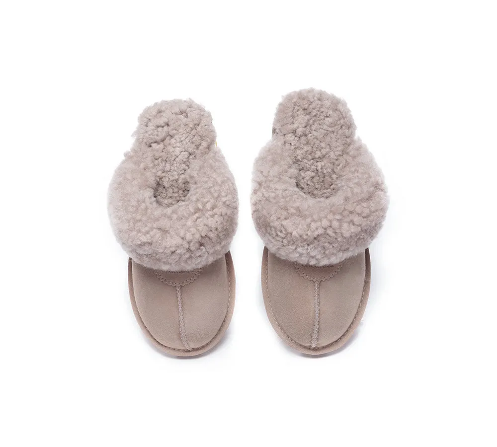 Double Faced Sheepskin Wool Slippers Waffle Curly
