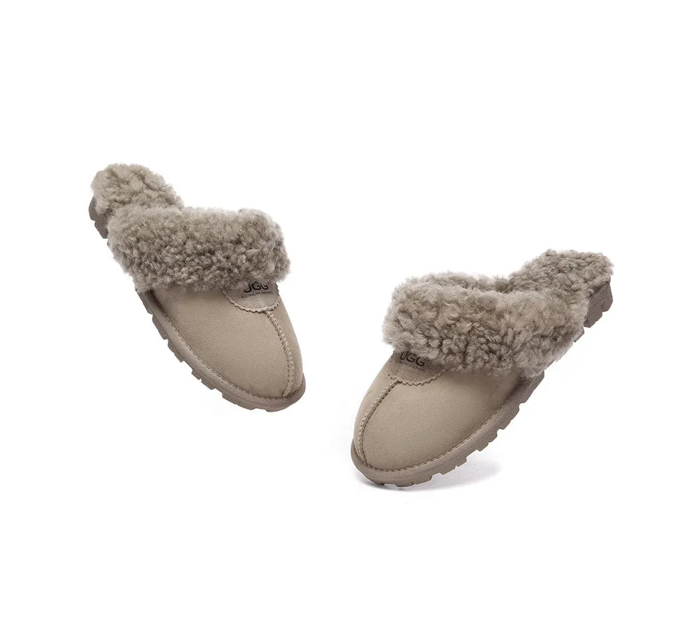 Double Faced Sheepskin Wool Slippers Waffle Curly