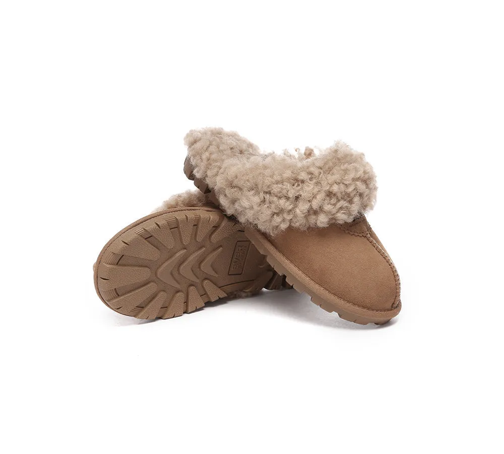 Double Faced Sheepskin Wool Slippers Waffle Curly