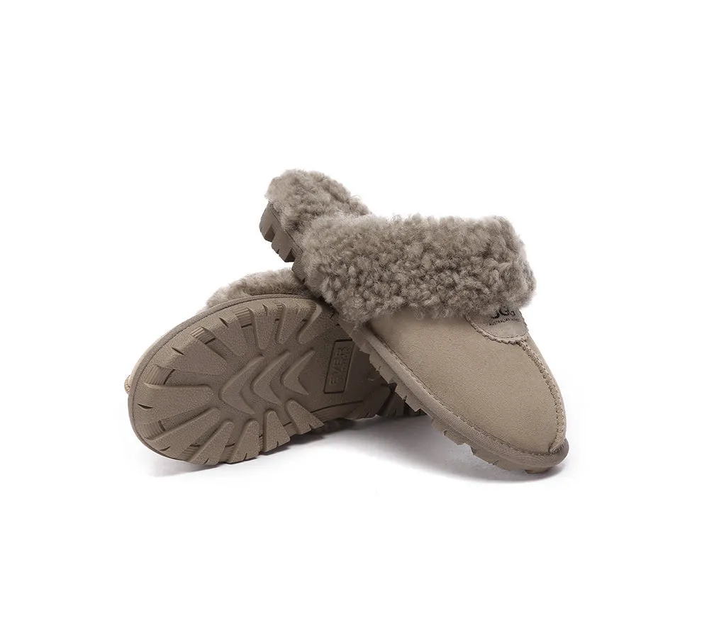 Double Faced Sheepskin Wool Slippers Waffle Curly