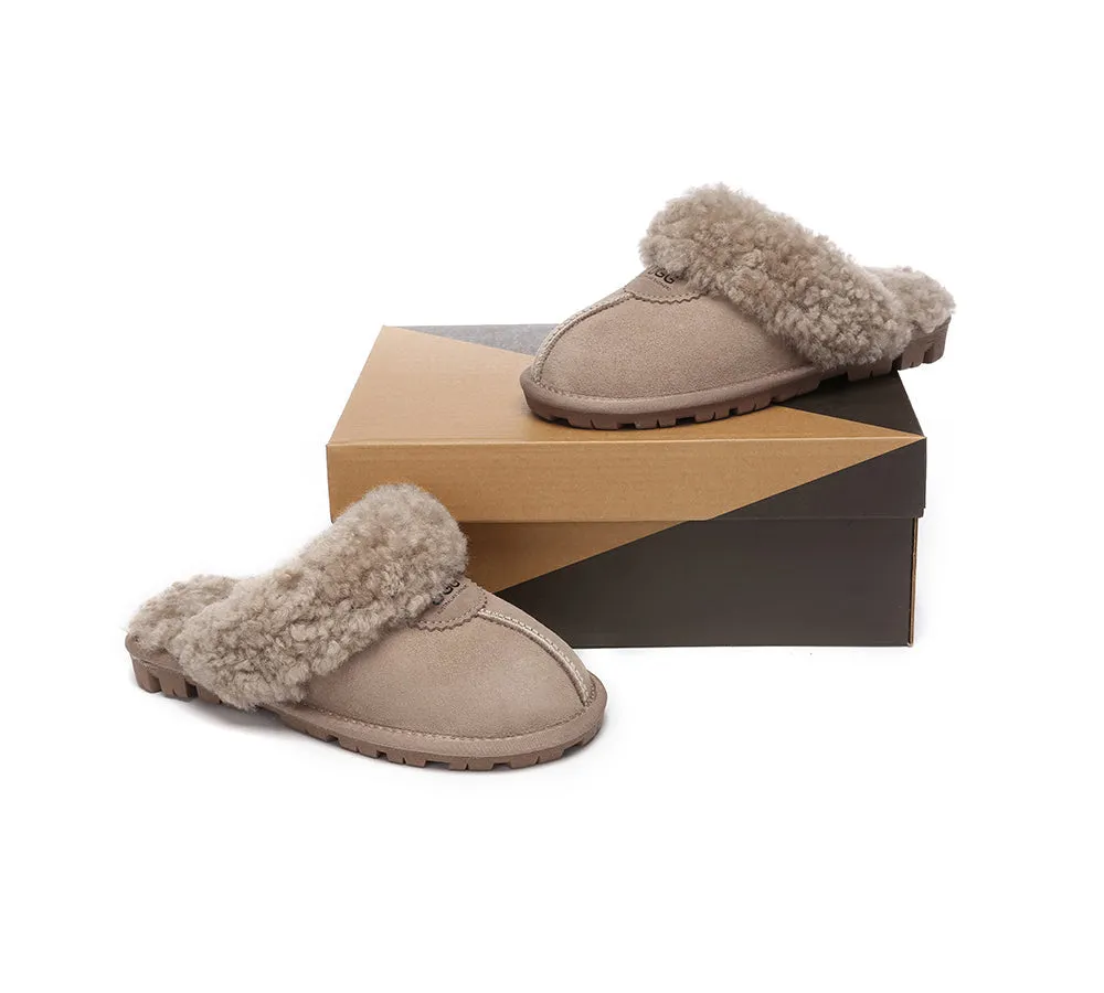 Double Faced Sheepskin Wool Slippers Waffle Curly