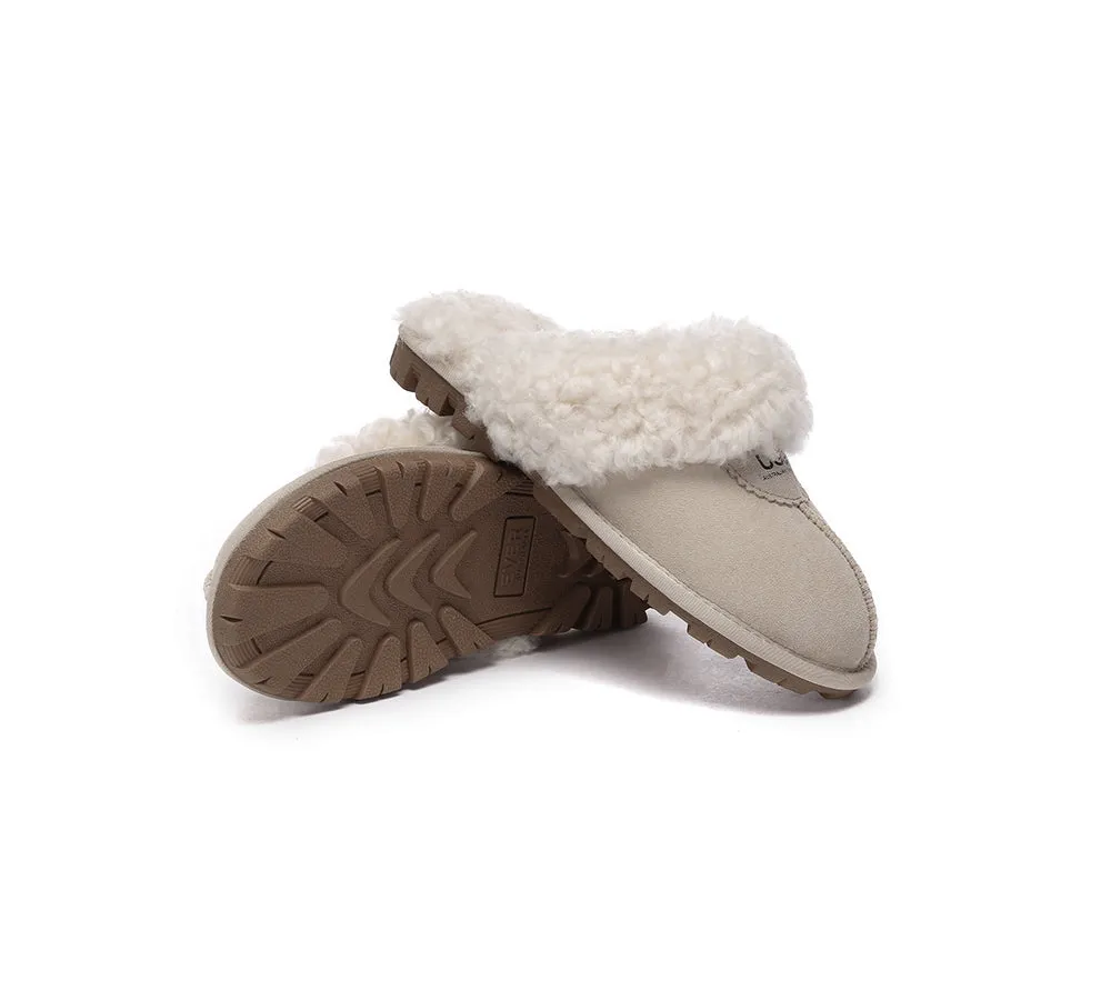 Double Faced Sheepskin Wool Slippers Waffle Curly