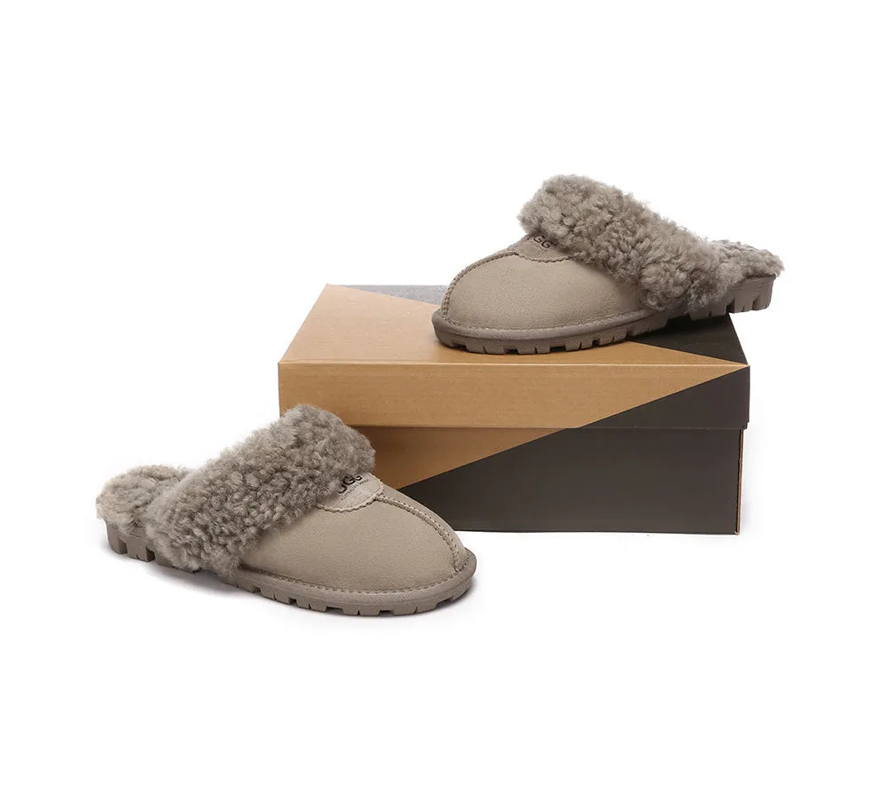 Double Faced Sheepskin Wool Slippers Waffle Curly