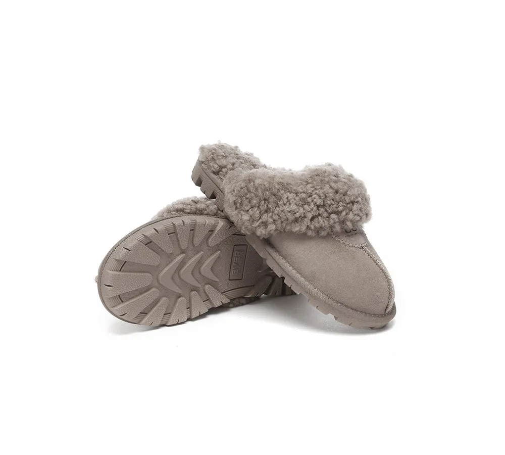 Double Faced Sheepskin Wool Slippers Waffle Curly