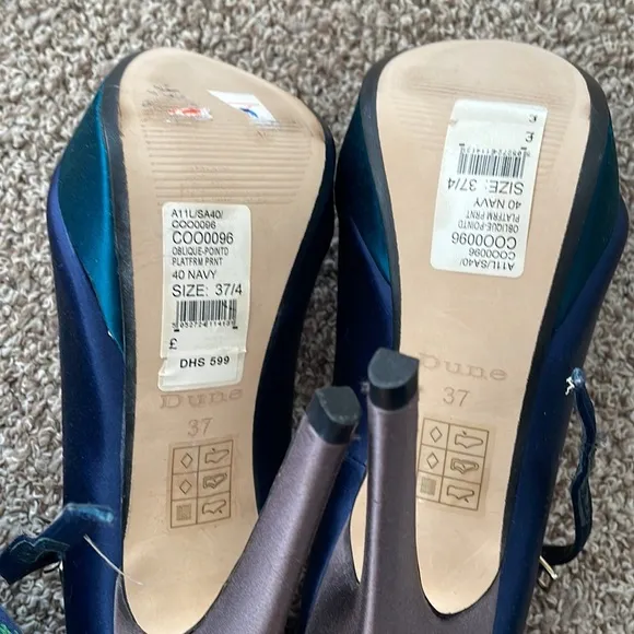 Dune Navy Heels with Teal Platforms