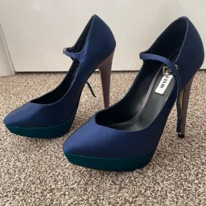 Dune Navy Heels with Teal Platforms