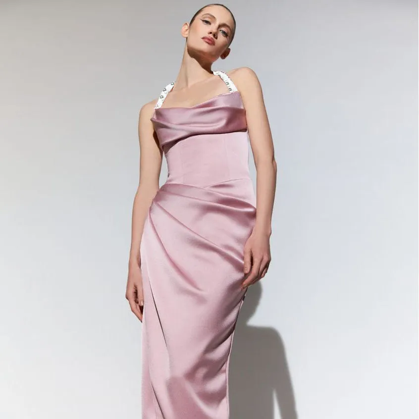 Ella Cowl Stylish Neck Satin Dress