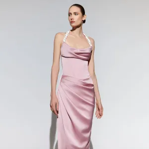 Ella Cowl Stylish Neck Satin Dress
