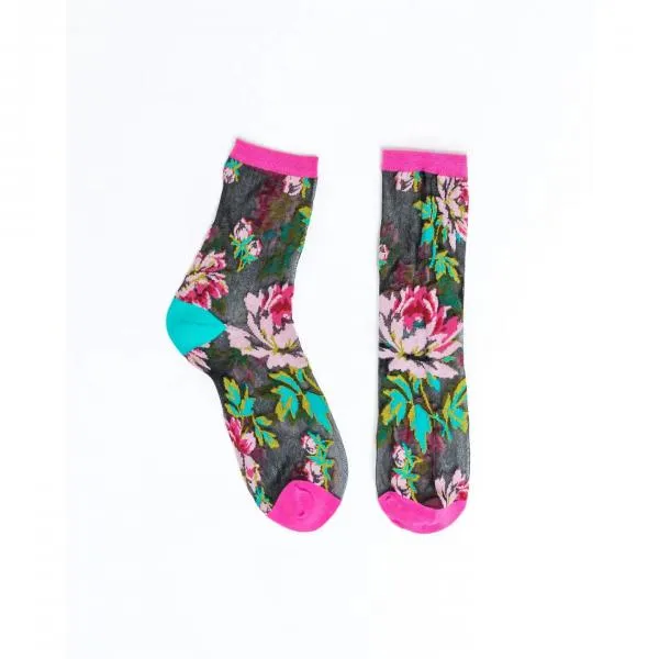 English Rose Black Sheer Ankle Sock - US W5.5-10