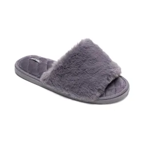 Erin - 100% Recycled Faux Fur Slipper Slider - Ink
