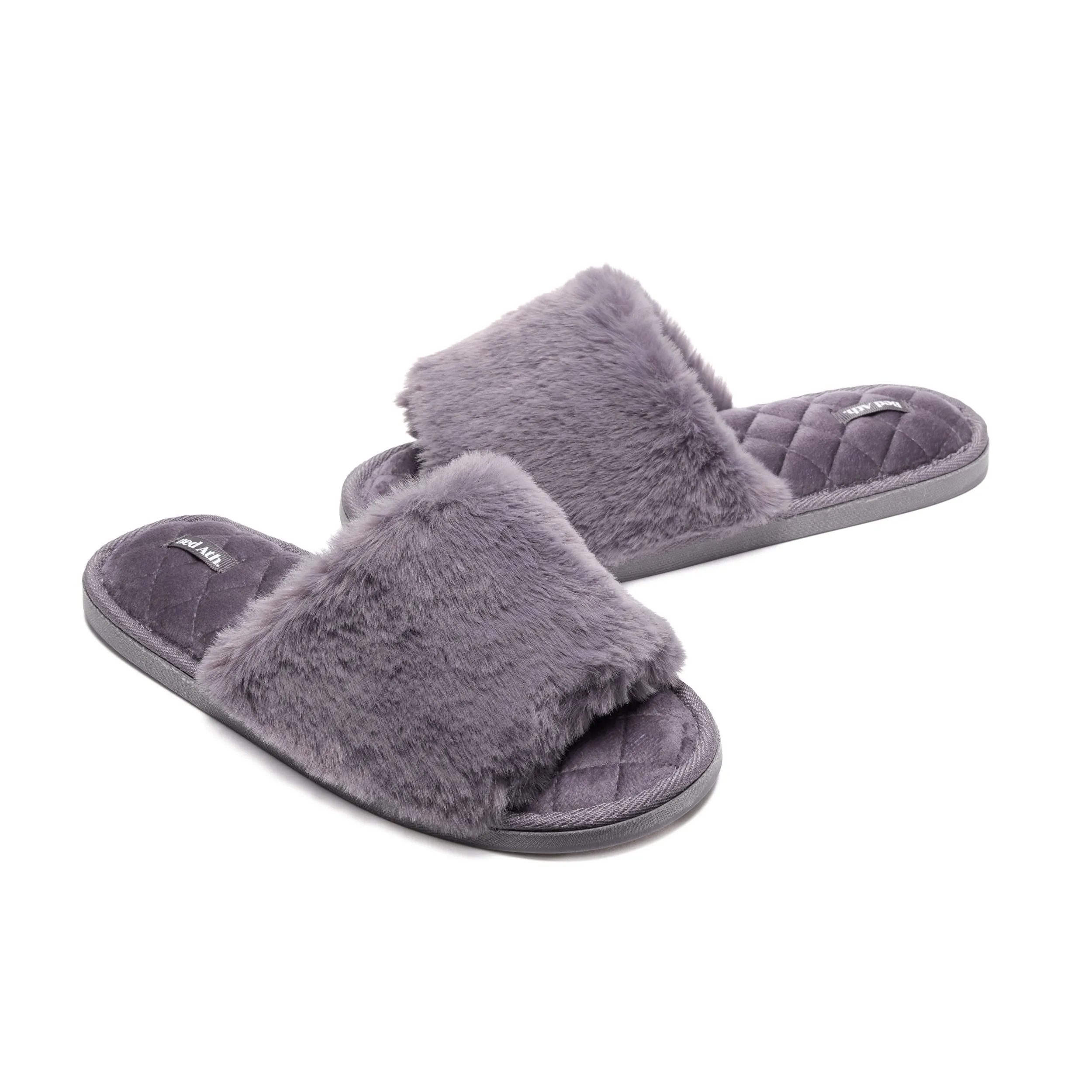Erin - 100% Recycled Faux Fur Slipper Slider - Ink