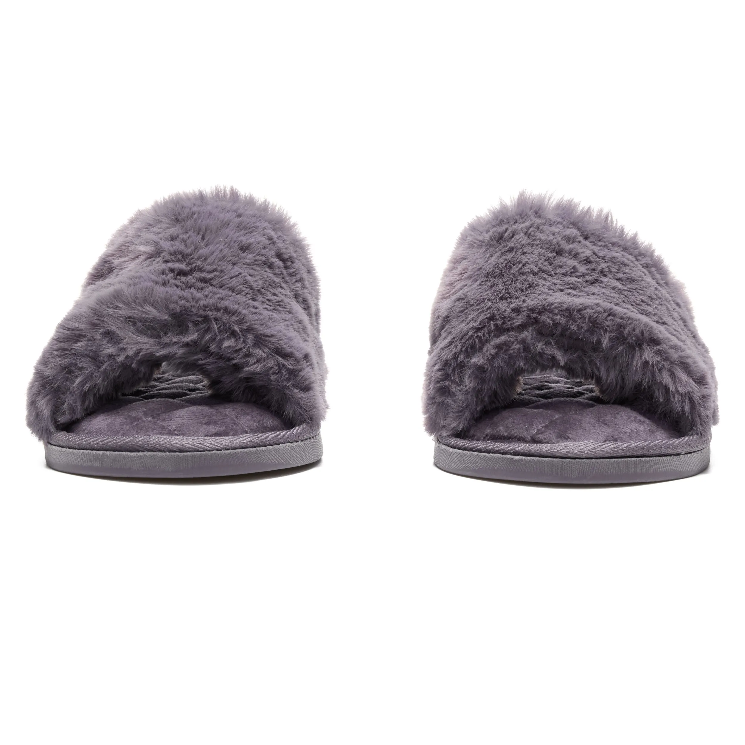 Erin - 100% Recycled Faux Fur Slipper Slider - Ink