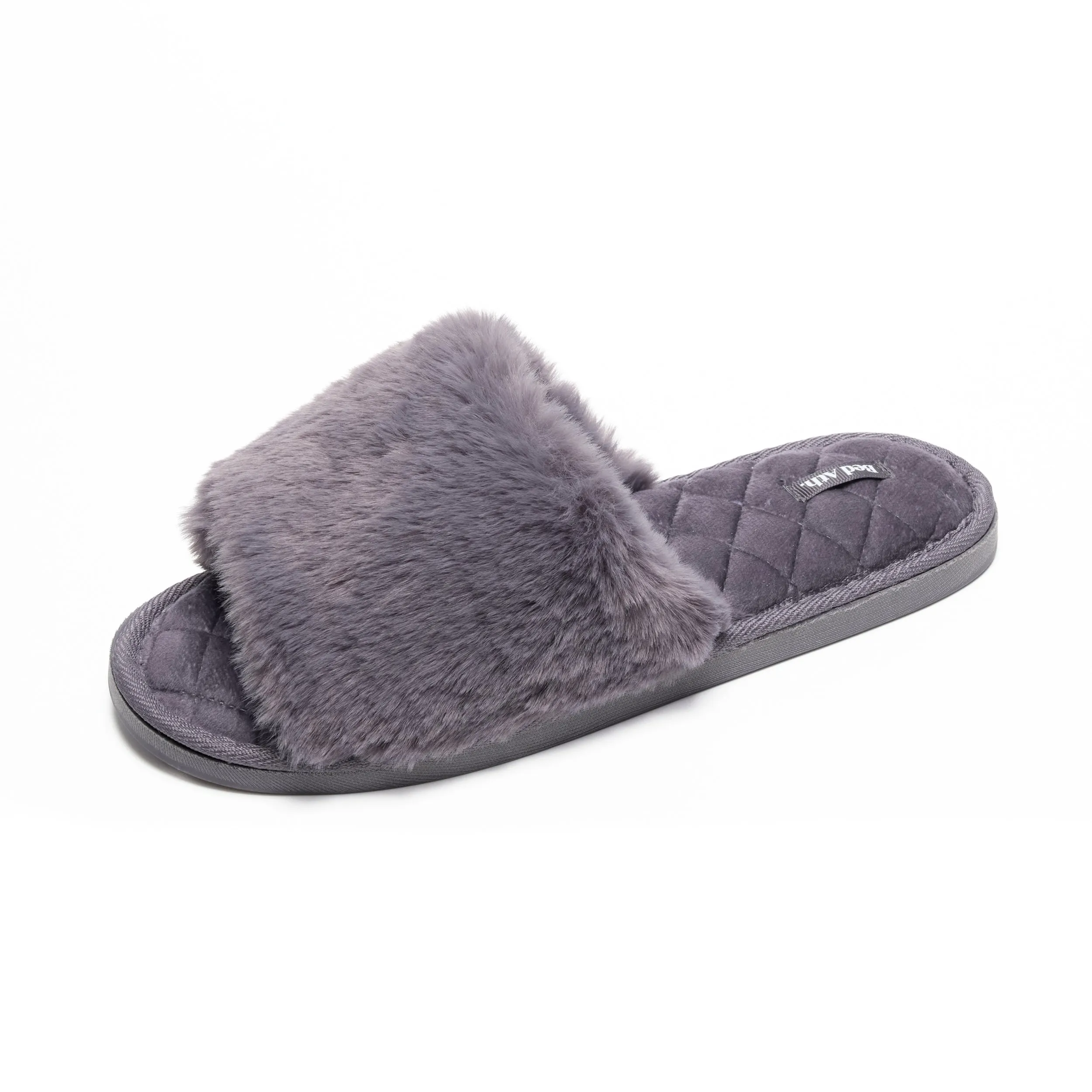Erin - 100% Recycled Faux Fur Slipper Slider - Ink