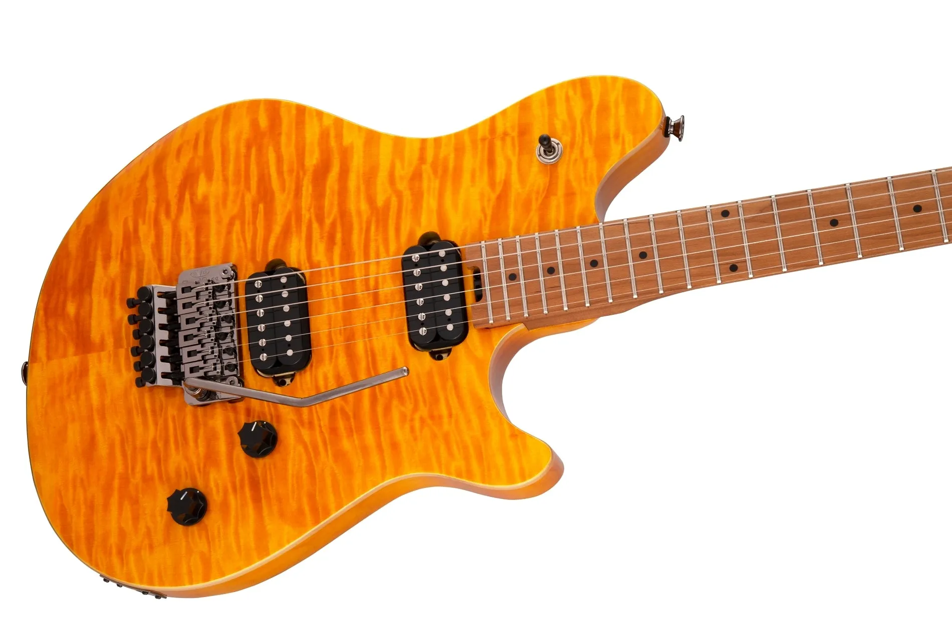 EVH Wolfgang WG Standard QM, Baked Maple Fingerboard in Transparent Amber