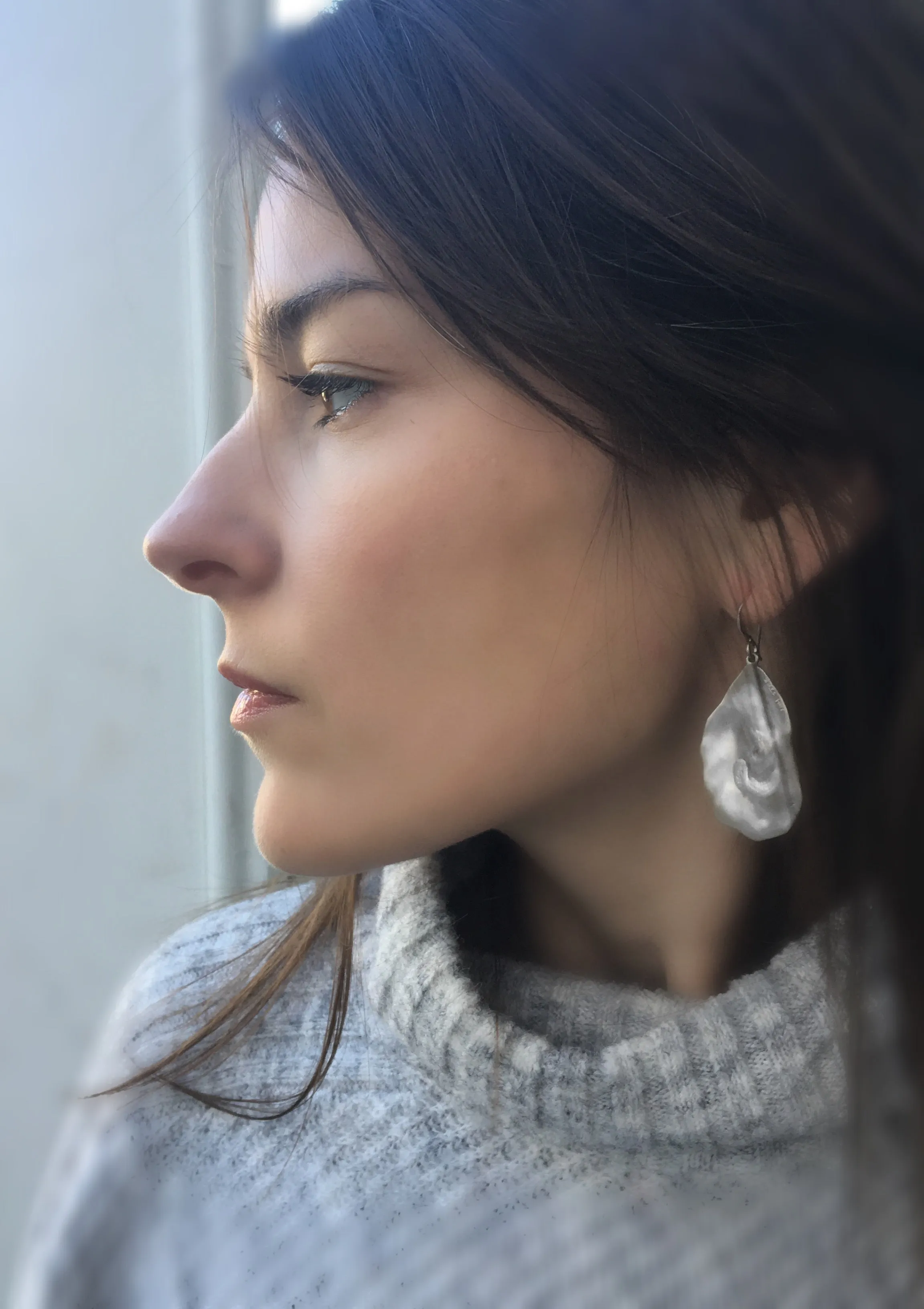 Flat Oyster Dangle Earrings