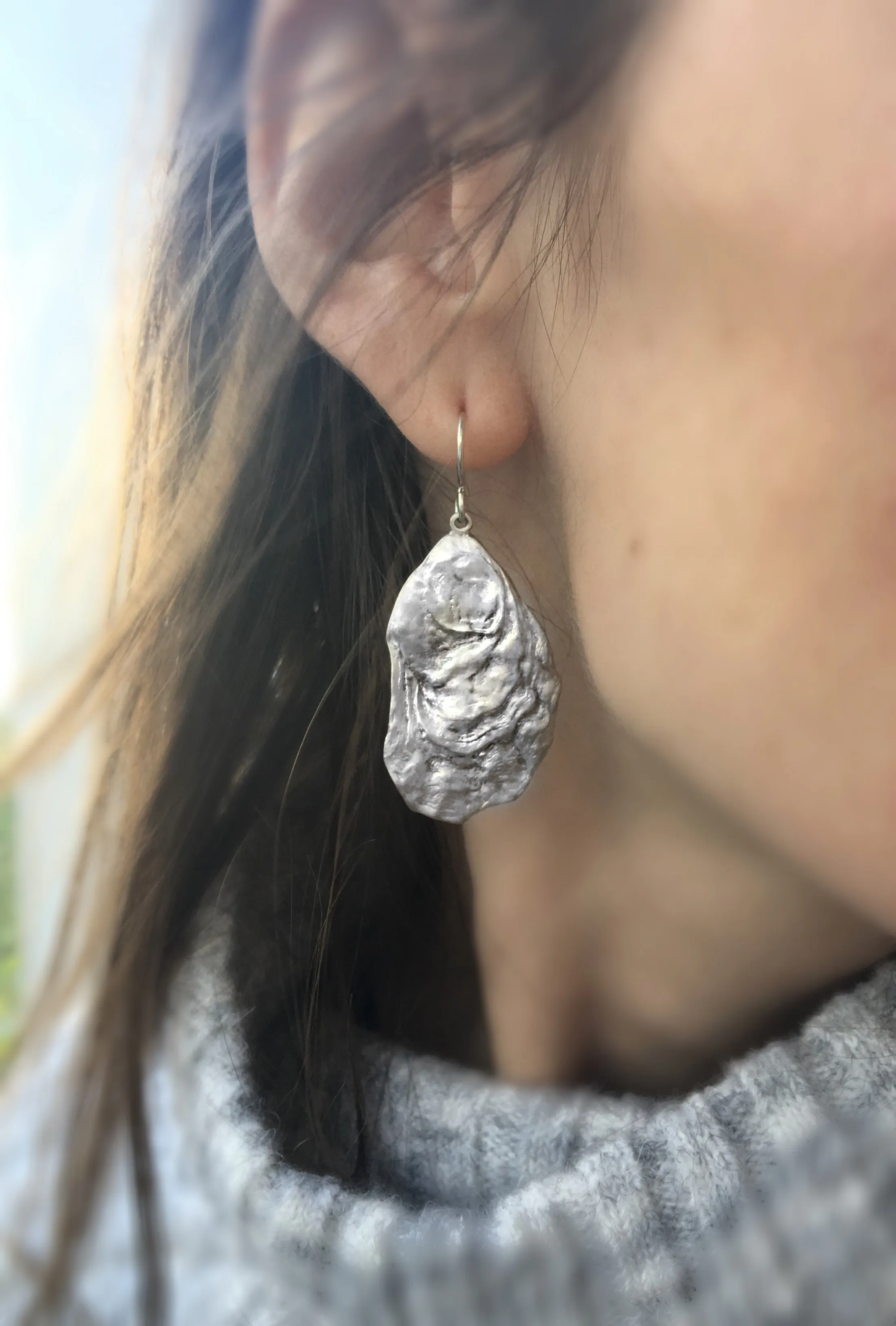 Flat Oyster Dangle Earrings