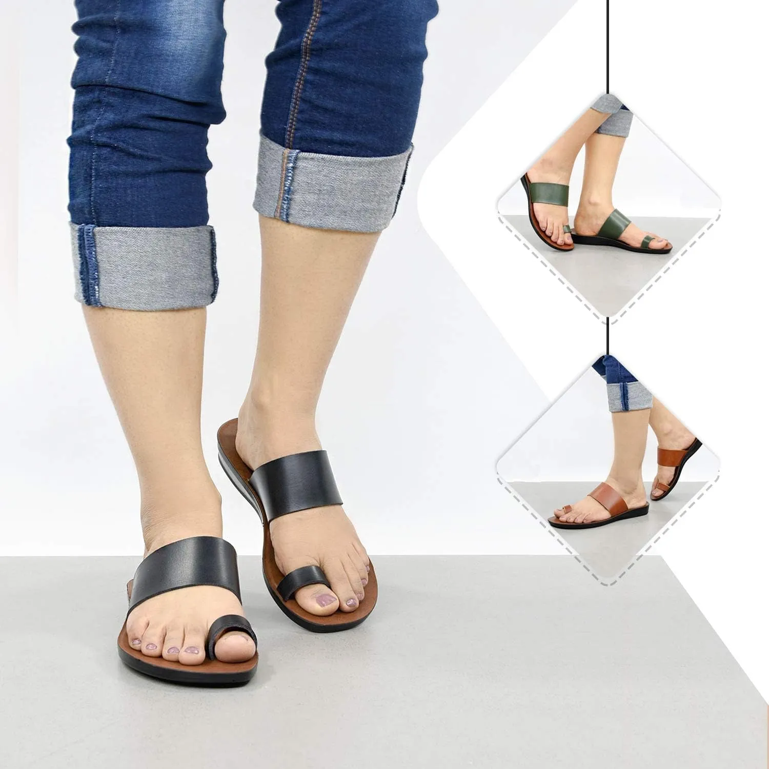 Flat Sandals for Women - Walking Summer Vacation Essentials Ladies Flip Flops – Comfortable Arch Support Orthotic Sandals for Women – Casual Outdoor Fashion Dressy Non Slip Footwear