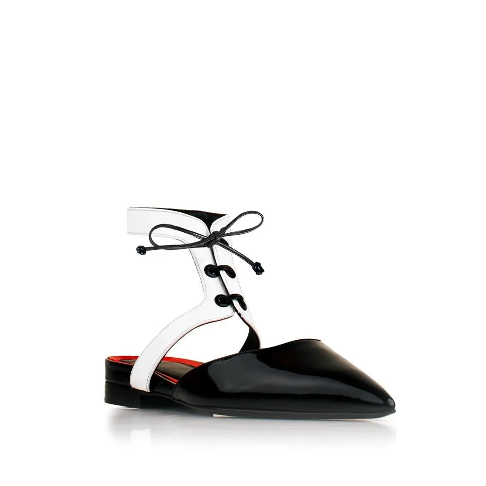 Gatsby Ballerina Flat Black/White Patent Leather