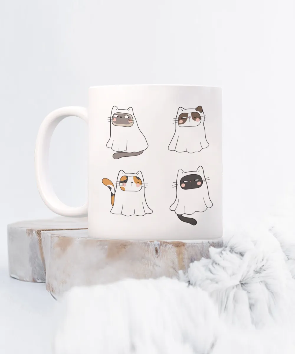 Ghost Cat, Ghost Mug, Spooky Mug, Spooky Season Mug, Cat Halloween Mug, Cat Ghost, Ghost Cats