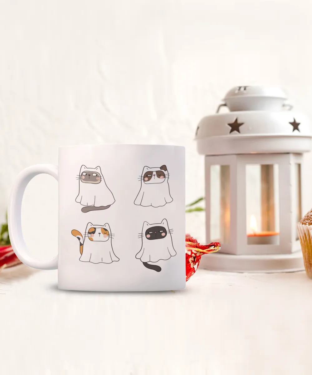 Ghost Cat, Ghost Mug, Spooky Mug, Spooky Season Mug, Cat Halloween Mug, Cat Ghost, Ghost Cats