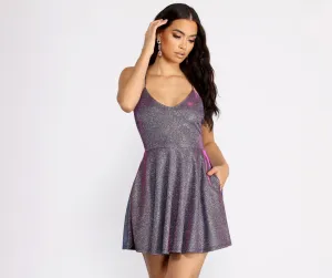 Gianna Formal Stylish Glitter Skater Dress