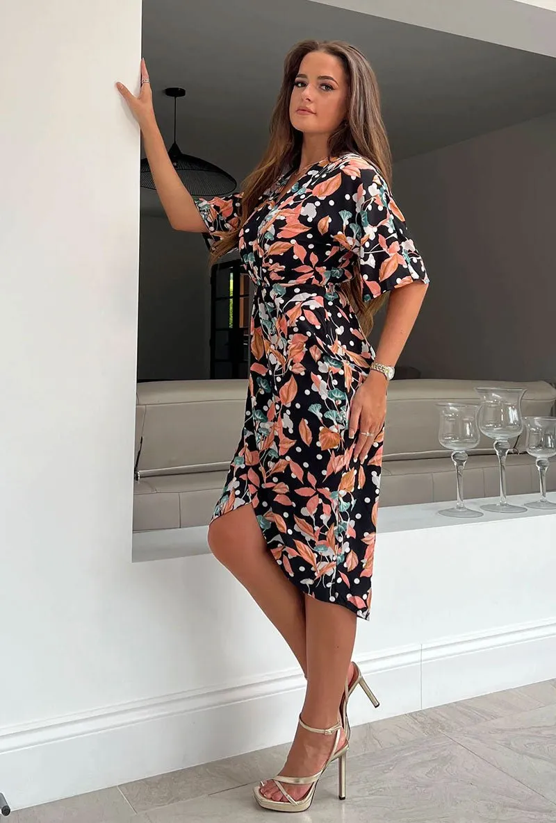 GIRL IN MIND SIENA FLORAL WRAP MIDI DRESS