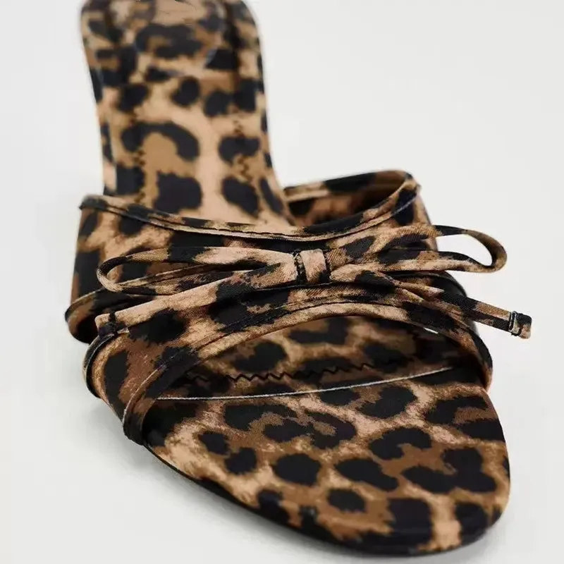 'Giselle' Bow Leopard Kitten Heels