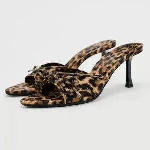 'Giselle' Bow Leopard Kitten Heels