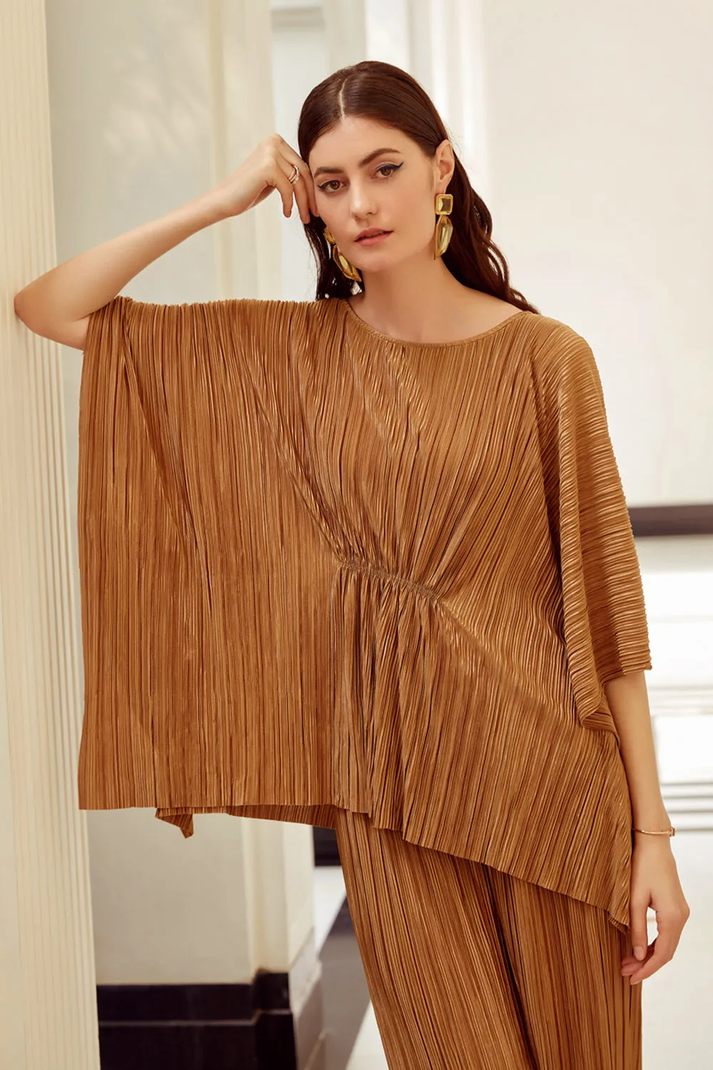 Gold Pleated Co-Ord Set