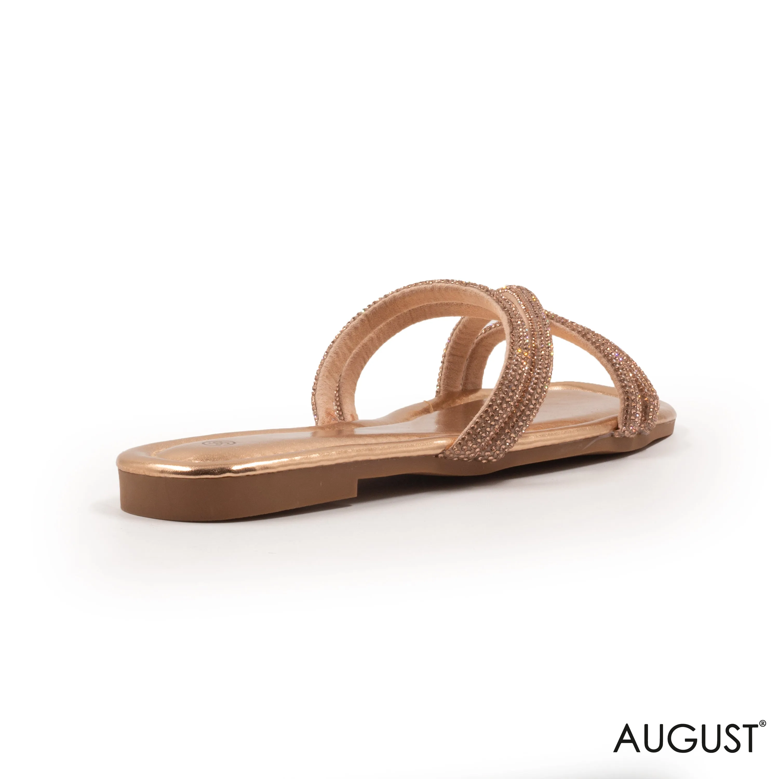 GOLD STRAPS SLIPPER WITH FLAT SOLE