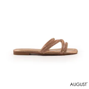 GOLD STRAPS SLIPPER WITH FLAT SOLE