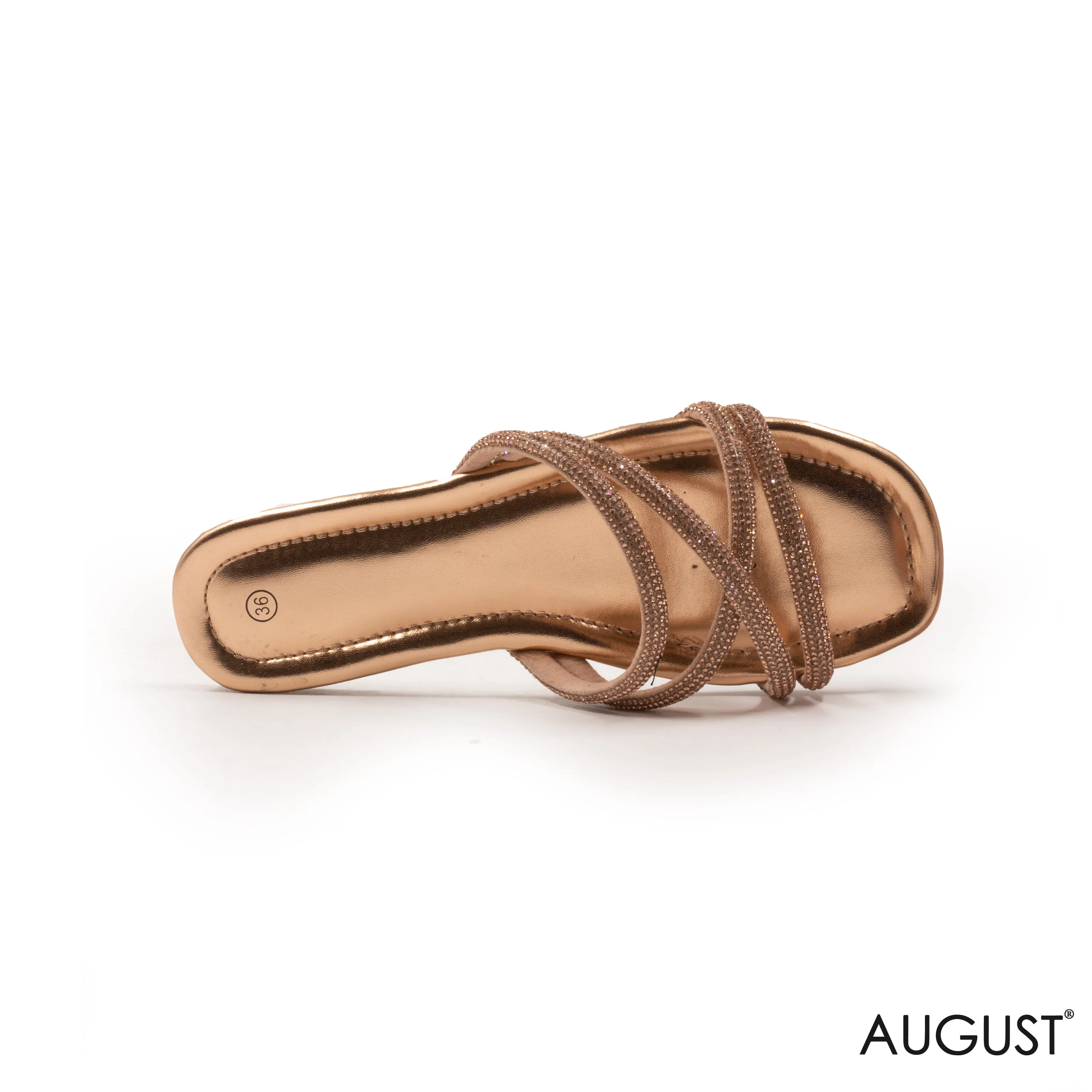 GOLD STRAPS SLIPPER WITH FLAT SOLE