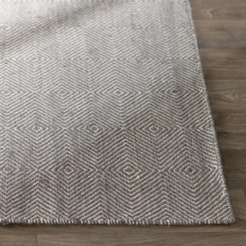 Gray 3' x 5' Flat Woven Hand Made Wool/Cotton Gray Area Rug